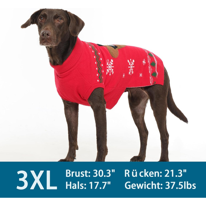 Пуловер для собак на Різдво, м'який та теплий, з відкидним коміром, для собак середнього розміру, в'язаний пуловер для осені та зими, для Французького бульдога, M (5-7 кг), червоний