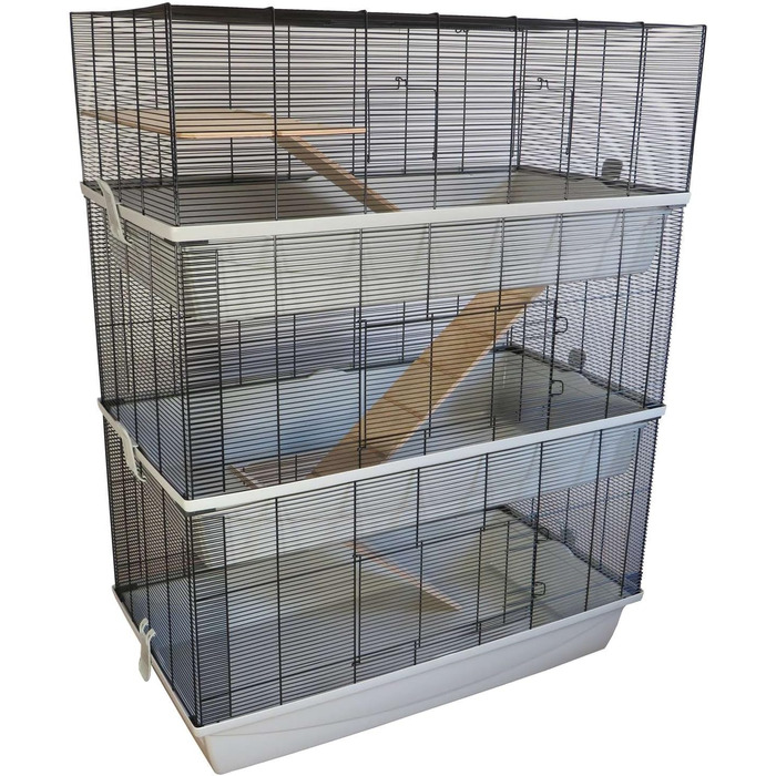 Клітка для гризунів PETGARD Carlos Sky XXL, 3-рівнева, 98x52x129 см, дерев'яні сходи, для кроликів, хом'яків, мишей