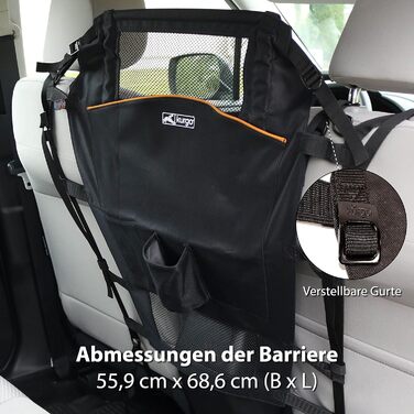 Тренажер для собак Kurgo, роздільник заднього сидіння, чорний/помаранчевий, 1 шт.