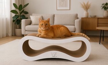 Великий картонний кігтеточка-ліжечко для котів HomeCatty, 75x26x25 см