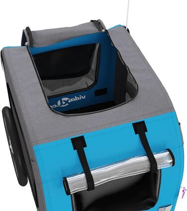 Фургон для собак Gecheer - причіп для велосипеда, переноска для собак, 45 кг, сірий оксфорд, блакитний