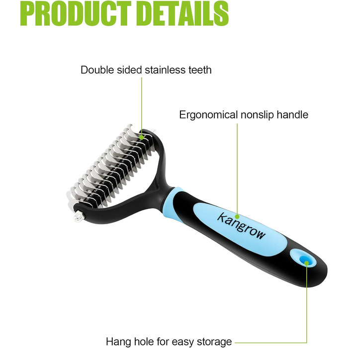 Професійний гребінь для розпушування шерсті котів та собак, 2-стороння сталева щітка для видалення ковтунів та шерсті