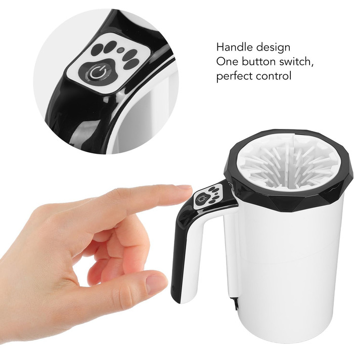 Автоматичний мийник лап для собак середніх та великих порід – двосторонній, з м'якою силіконовою щіткою (чорно-білий)