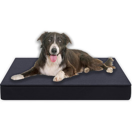 Ортопедична подушка для собак Преміум класу, 80x60 см, сірого кольору. Підходить для собак середніх порід. Матеріал: повний шаруватий пінопласт (8 см). Знімний тканинний чохол, придатний для прання при 40°C, гіпоалергенний.