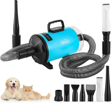 XKISS 2800W Професійний набір для догляду за тваринами 6 в 1: фен, машинка для стрижки шерсті, пилосос для шерсті