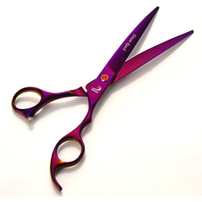 Набір для стрижки тварин, професійні ножиці для грумінгу собак та котів, 7.0 дюймів, фінішна ножиця, гребінець для догляду за шерстю, фіолетовий колір