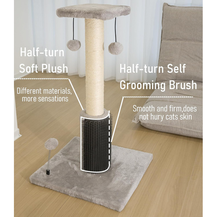 Котячий будиночок Dimaka 68,6 см з дряпалкою, покритий плюшем та мотузкою, вертикальний для котів