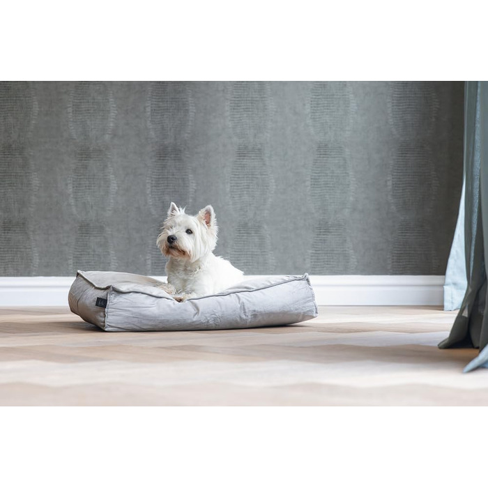 Подушка для собак Lotte Nalino, велюр, сіра, 70x55x15 см