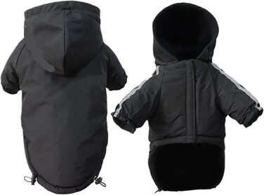 Водонепроникний зимовий теплий верхній одяг для собак з капюшоном, для Французького бульдога, Чихуахуа (Чорний, XXL) Чорний XXL