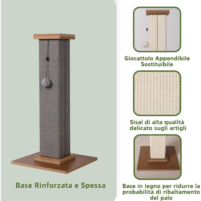 Стовпчик для дряпання котів Ultimate Heavy Duty, велика римська колона, сірий, 40x40x78 см