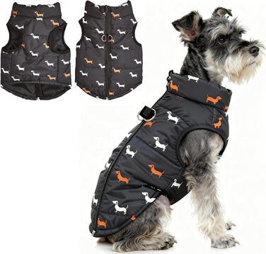 Тепла куртка для собак на зиму від Asmea: чорна, для чихуахуа, такси, S, M. Водонепроникна, з отвором для повідка.