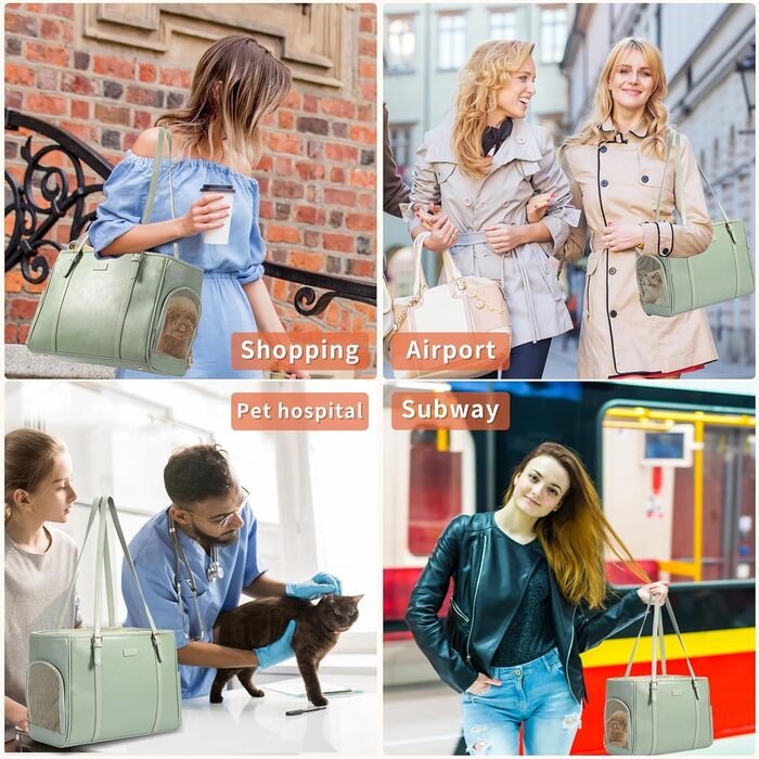 Сумка-переноска для собак і котів Fashion Dog, шкіряна, зелена, м'яка, авіаційного стандарту, для маленьких тварин