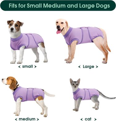 Захисний одяг для собак Kuoser M після операції (для сук та кобелів), дихаючий, альтернатива електронному нашийнику, розмір M (спина: 34-41 см; груди: 49-59 см), колір: фіолетовий