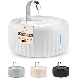 Ка fountain PrettyPaw Aqua Flow Pro: тихий фонтанчик для котів з LED, фільтром з активованого вугілля, 3L, BPA-free (білий)