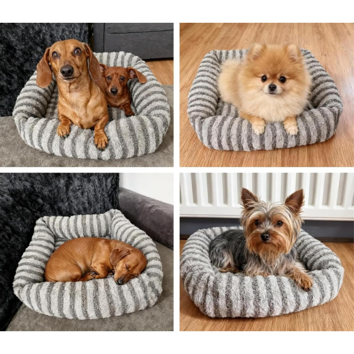 Крісло-лежанка для собак маленьких порід, миюче, знімний чохол, антиковзаюча корзина, зручний чохол з кролячої вовни, 51 x 48 x 15 см, Бежевий