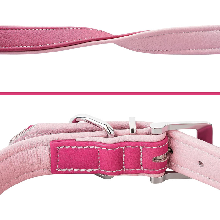 Шкіряне нашийник для собак Fun Line - великий, середній та маленький, з підкладкою, міцний (28-36 см, блакитно-коричневий)