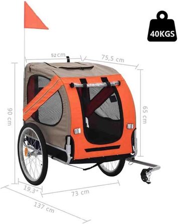 PRUJOY Причіп для собак 2-в-1 з трьома колесами, великий причіп для собак, дитяча коляска та джогер з амортизаторами, стійкий до перекидання (Grizzle)