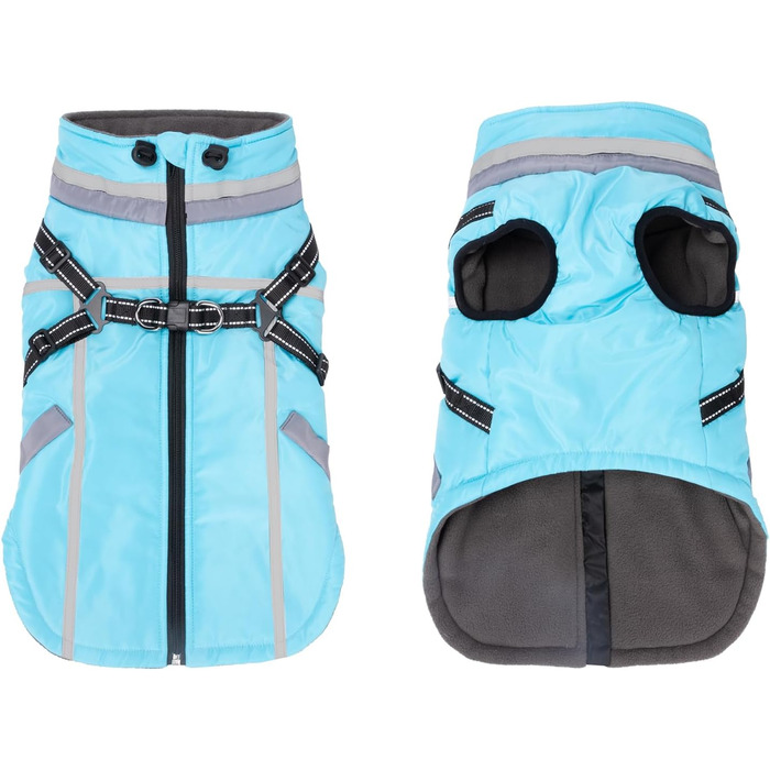 Теплий зимовий одяг для собак FeimaX: флісова куртка з блискавкою, захист від вітру та вологи, для маленьких та середніх собак (Блакитний, L)