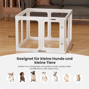 Клітка-біговий вольєр для цуценят Gardner Pet Acryl, 60 см, 8 панелей, для дому, складана, прозора, з присосками, підходить для цуценят, кроликів, котів, свиней