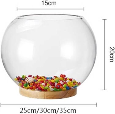 Круглий акваріум з товстого прозорого скла 30x24,5 см для золотої рибки, декоративна ємність для риб, акваріум для вітальні чи робочого столу