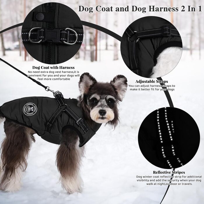 Зимова куртка для собак маленьких порід, водонепроникна, тепла, на шлейці, зелена L