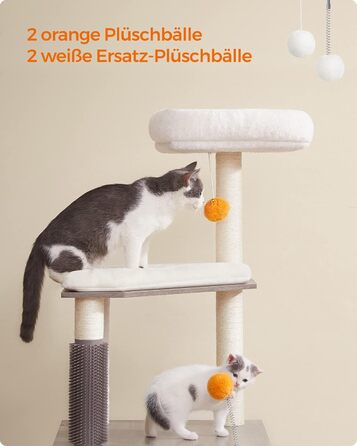 Котячий комплекс Feandrea WoodyWonders 2-в-1 з когтеточкою, туалетом у шафі, 134 см, з драпаком, платформою, знімними подушками, грейж