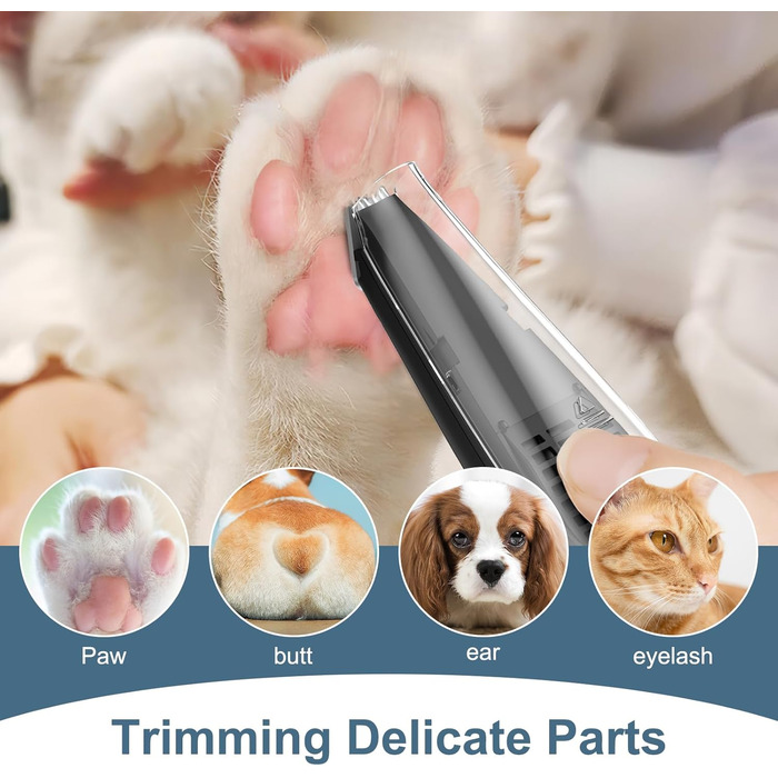 Триммер для собак та котів Ankilo 2-в-1 з пилососом, 6000 об/хв, USB, для догляду за лапами та очима