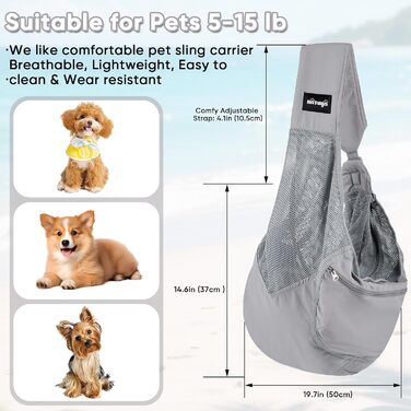 NATUYA Сумка-переноска для собак – легка та зручна, дихаюча сітчаста сумка для цуценят до 7 кг, сумка на блискавці, регульований ремінь для подорожей та прогулянок без рук