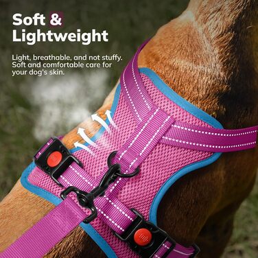 Нашийник для собак FAYOGOO без заплутування, з відбиваючими елементами, не тягне, м'який, з підкладкою, для малих, середніх та великих собак, прогулянки (Рожевий, XS)