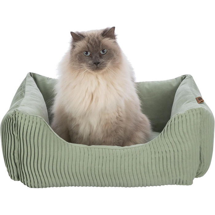 ТRIXIE Лежанка для собак Marley 60 x 50 см, салатовий колір - зручний кошик для маленьких собак з якісного бавовняного покриття Canvas, м'яка та миється - 37690 Salbei 60 x 50 cm