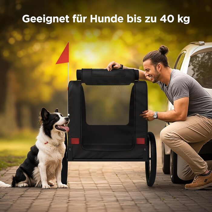 Фаркоп для велосипеда з собакою - Складаний фаркоп для велосипеда для собак до 40 кг, з відбивачами, водовідштовхувальний, сумісний з електровелосипедами, чорно-сірий