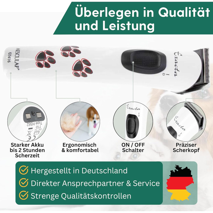 Машинка для стрижки собак Agrarzone Edition Aesculap Exacta, біла - з запасним лезом, триммер для лап, тиха, без вібрації, легка