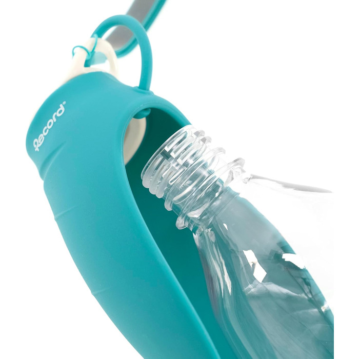 Водяний диспенсер Record з пляшкою - практичний та функціональний - силікон, 400 мл, 8 x 23 см, колір морської хвилі - для прогулянок та подорожей