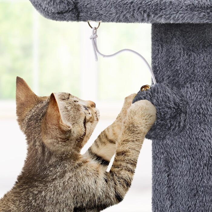 Кігтеточка велика Yaheetech 158 см, Кліматичний комплекс для котів з 3 платформами, 3 стовпчиками для шліфування, 2 будиночками, м'ячиками, сірий