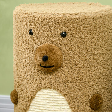 PawHut Scratching Barrel Bear Design 2 яруси 2 печери з поверхнею для дряпання з сизалю Φ35 x 66 см Світло-коричневий для котячих меблів та розваг