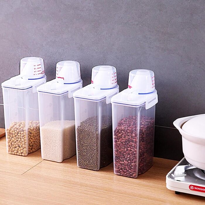 Контейнер для корму для собак MUXHEL, 4 шт., об'єм 2 л, з мірним стаканчиком, зручне зберігання корму для тварин