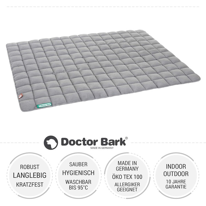 Лежак для собак Doctor Bark XXL, м'який, міцний, світло-сірий, для великих порід, для дому та вулиці, пральний до 95°C