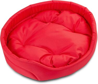 Крісло-ліжко для собак середніх порід, овальне | Зносостійке лежання для собак з подушкою | Кошик для собак | Поліестер, червоний, L (57x52 см)