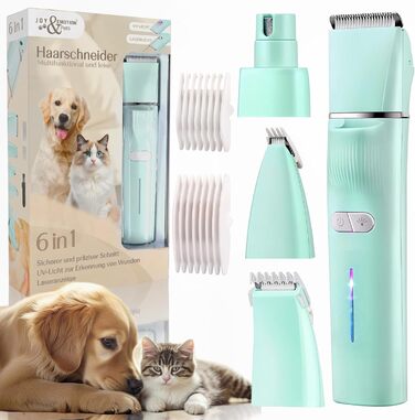 Машинка для стрижки собак та котів JOY & EMOTION® 6-в-1 з лазером та УФ-світлом | Бездротова машинка для грумінгу тварин | Тиха машинка для стрижки кігтів