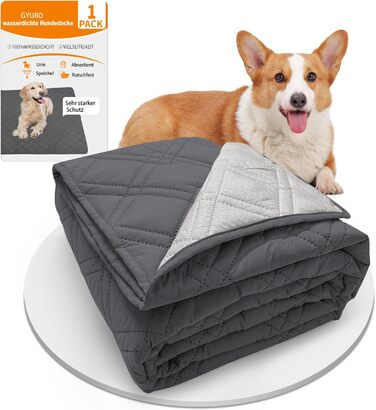 Водонепроникний плед для собак GYURO, великий, миючий, з неслизьким покриттям, захищає меблі (сірий, 235*259 см)