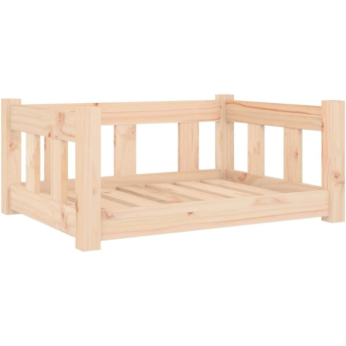 Ліжко для собак біле з масиву сосни - кошик для котів з боковими стінками для великих та середніх собак, білий (65,5x50,5x28 см, коричневий)