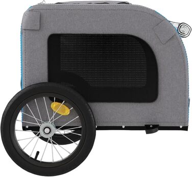 Фургон для собак Gecheer - причіп для велосипеда, переноска для собак, 45 кг, сірий оксфорд, блакитний