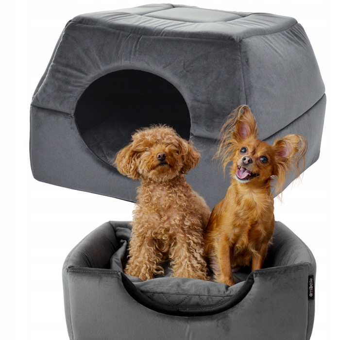 Ліжко-будиночок 2в1 для собак та котів, 48x48 см, антиковзальна підстилка