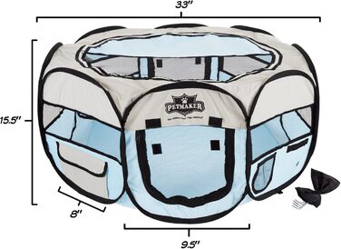 Клітка-будка для тварин Petmaker Pop-Up, блакитна, діаметр 96,5 см, 61 см, з переносною сумкою