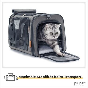 PiuPet® переноска для котів – міцна сумка з великим оглядовим вікном, стильна коробка для транспортування котів з м'яким знімним килимком