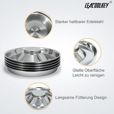 Набір з 2 мисок для собак з нержавіючої сталі LEACOOLKEY - миски для корму та води, для повільного годування, для маленьких собак, котів, тварин, сріблясті