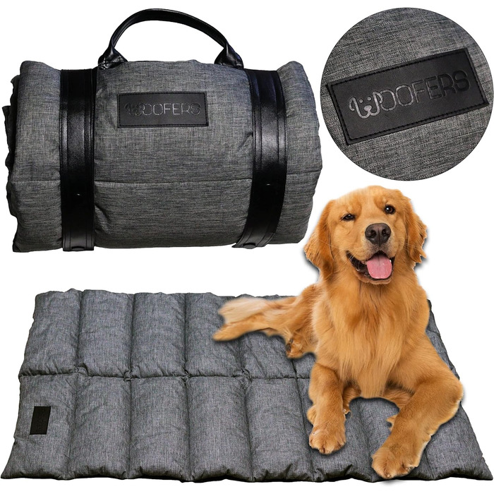Ліжко-мат для собак Woofers 110×70 см з ручкою сіре