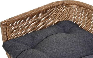 Корзина для собак та котів Retro Design, XL, з подушкою, ротанг, світло-коричневий
