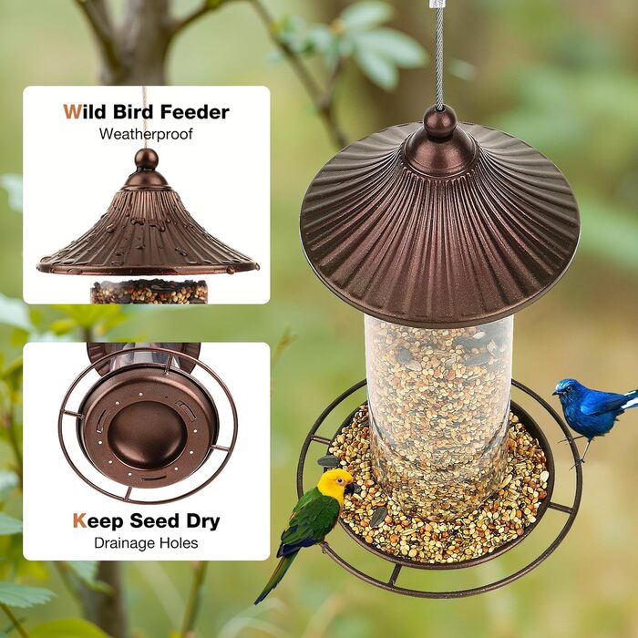 Металевий годівник для птахів, підвісний, 0,36 кг - цілорічне годування, для саду та тераси