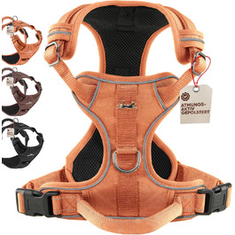 Шлейка для собак Freudentier з м'якою сітчастою підкладкою - максимальний комфорт, надійна фіксація та безпека - антирізний передній кілечко - нагрудник для великих, середніх та маленьких собак (Помаранчевий, L) L Помаранчевий